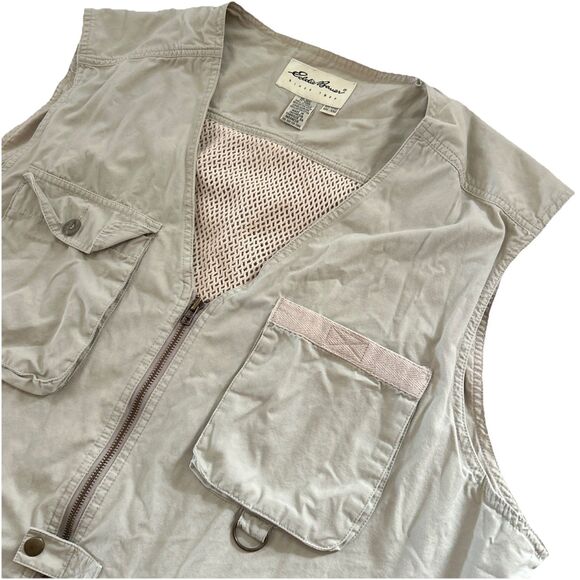Eddie Bauer Men’s XXL Beige Fishing Hunting Outdoor Utility Full Zip Vented Vest - Picture 1 of 6